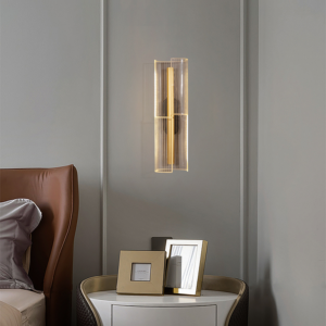 Ligne de coupe de cylindre acrylique de fer de luxe moderne LED pour le chevet C20277