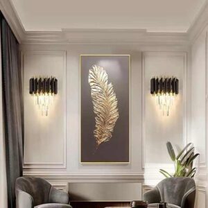Applique murale en cristal à 3 niveaux noir JS-WL003