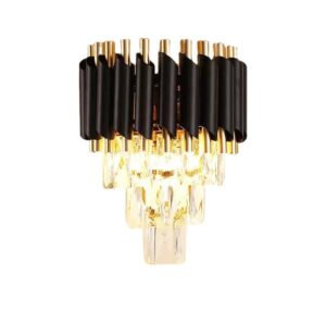 Applique murale en cristal à 3 niveaux noir JS-WL003